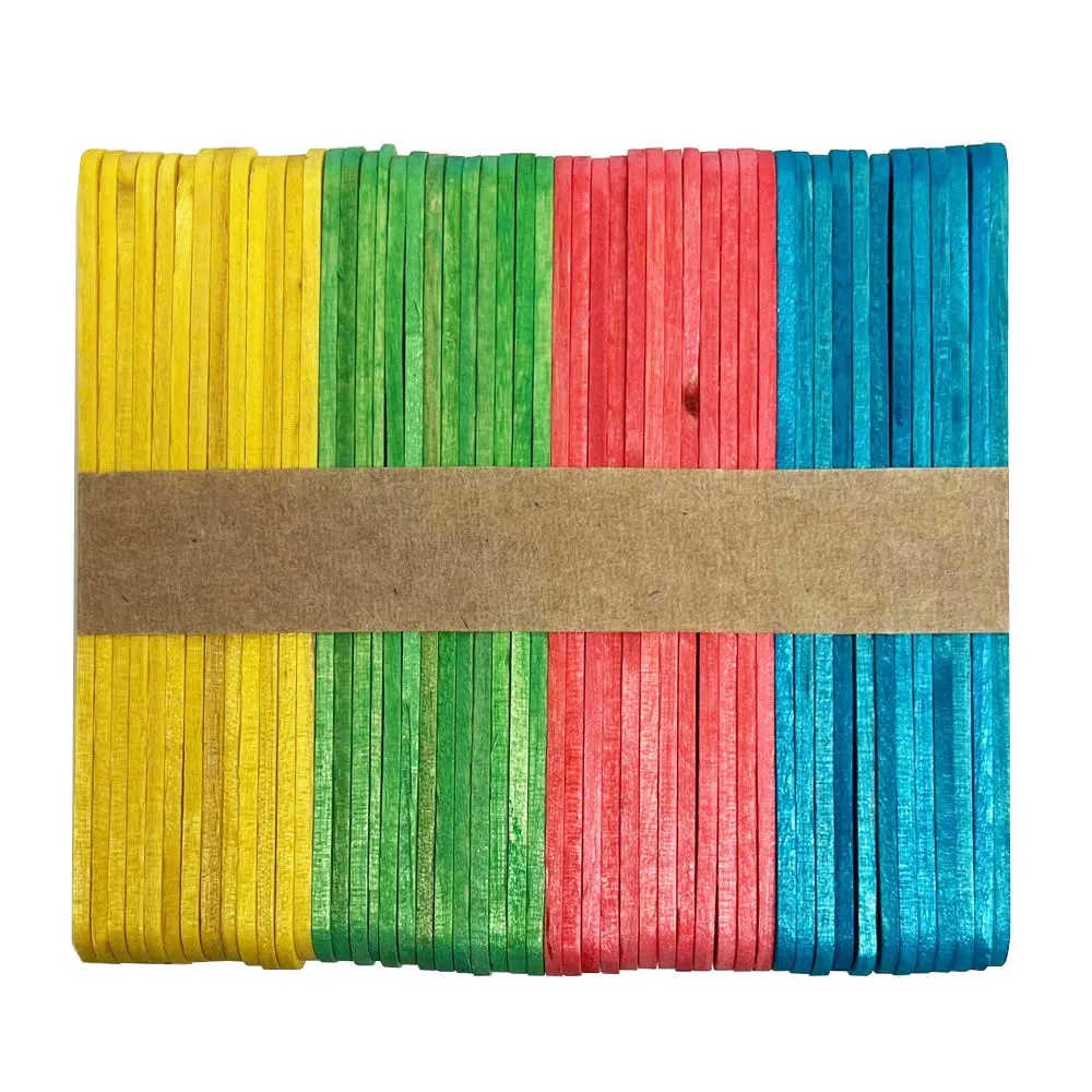 400 Pc Colored Wood Popsicle Sticks Art Project School Kids Wooden Craft Sticks