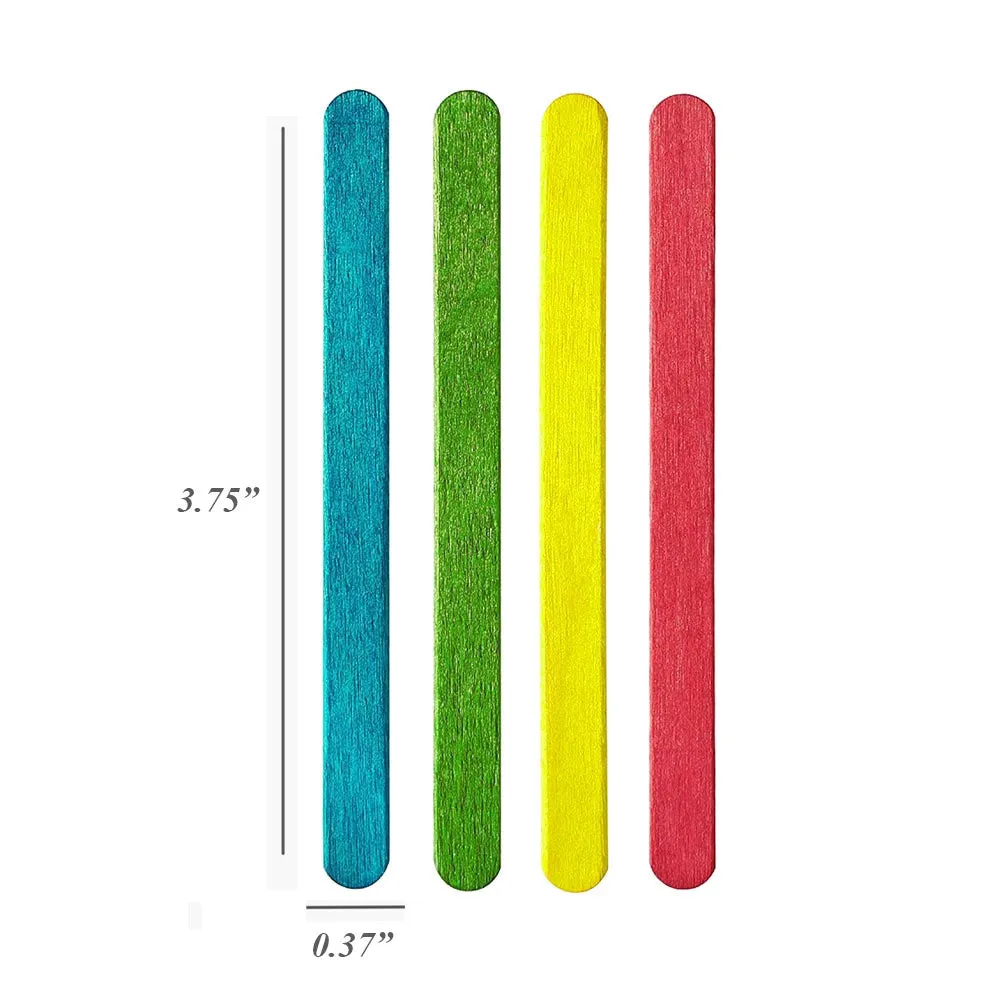 400 Pc Colored Wood Popsicle Sticks Art Project School Kids Wooden Craft Sticks