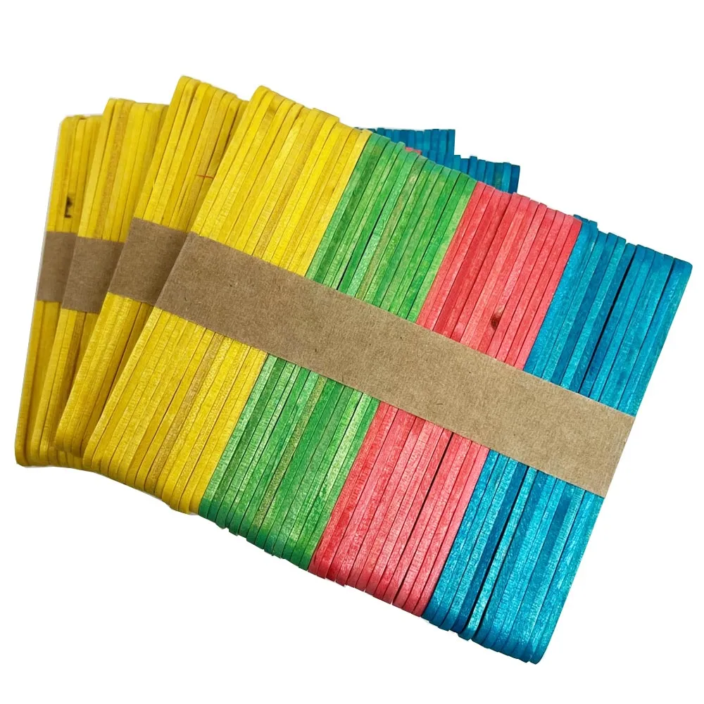 400 Pc Colored Wood Popsicle Sticks Art Project School Kids Wooden Craft Sticks