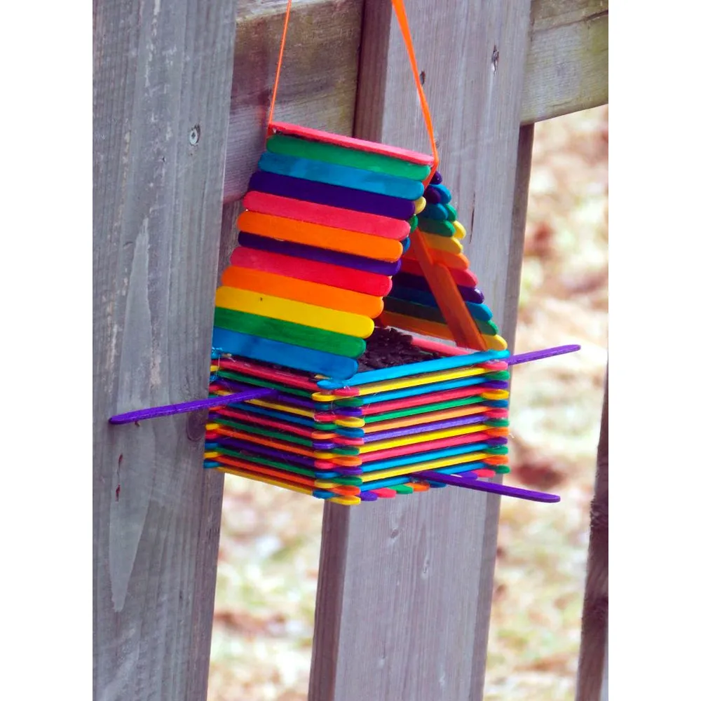 400 Pc Colored Wood Popsicle Sticks Art Project School Kids Wooden Craft Sticks