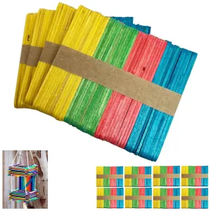400 Pc Colored Wood Popsicle Sticks Art Project School Kids Wooden Craft Sticks