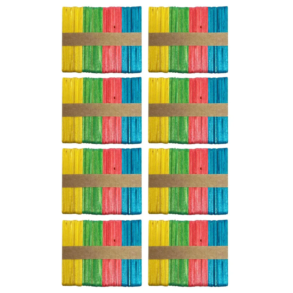 400 Pc Colored Wood Popsicle Sticks Art Project School Kids Wooden Craft Sticks