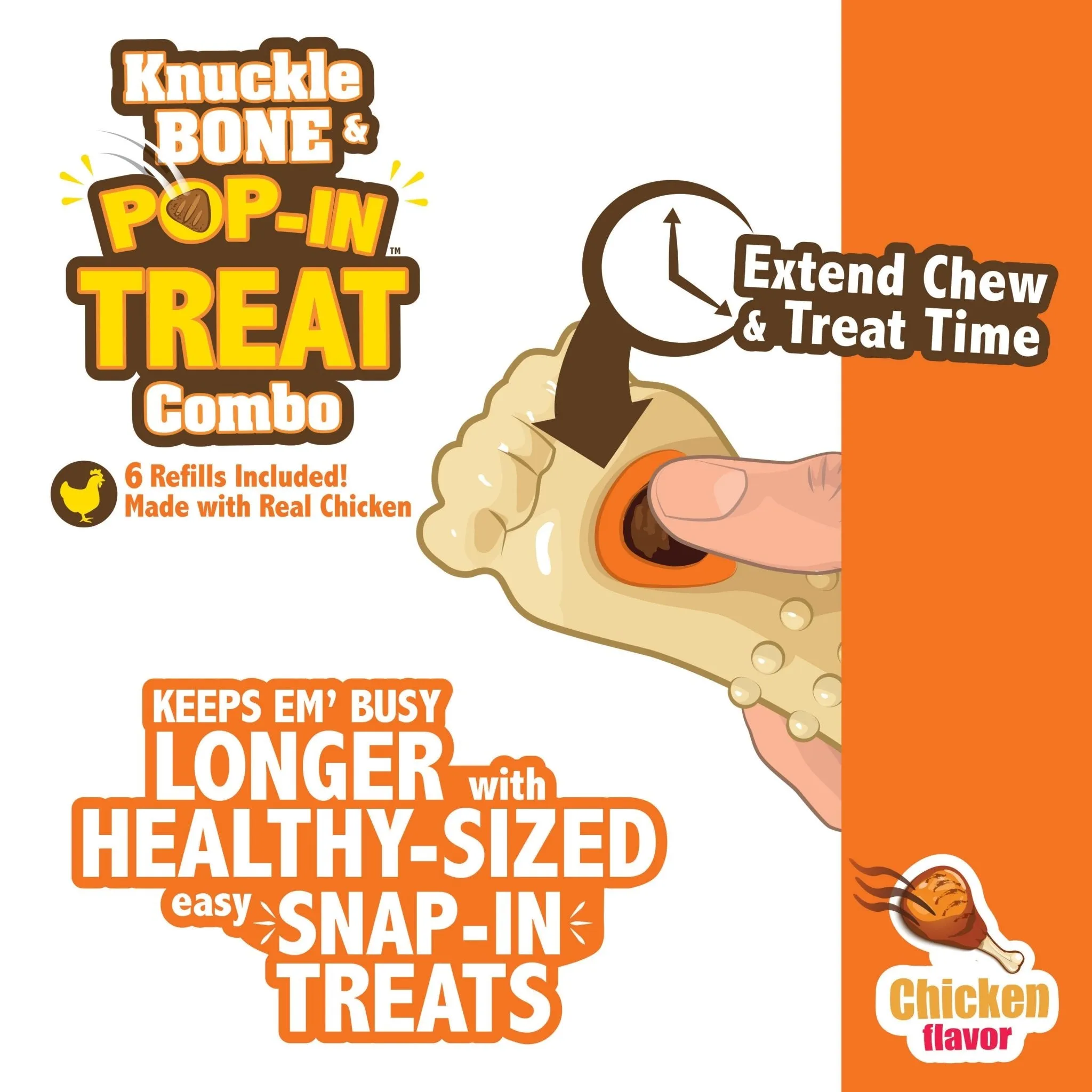 All-Natural Pop-In Dog Treat Refills, Chicken, All Sizes, 30 ct