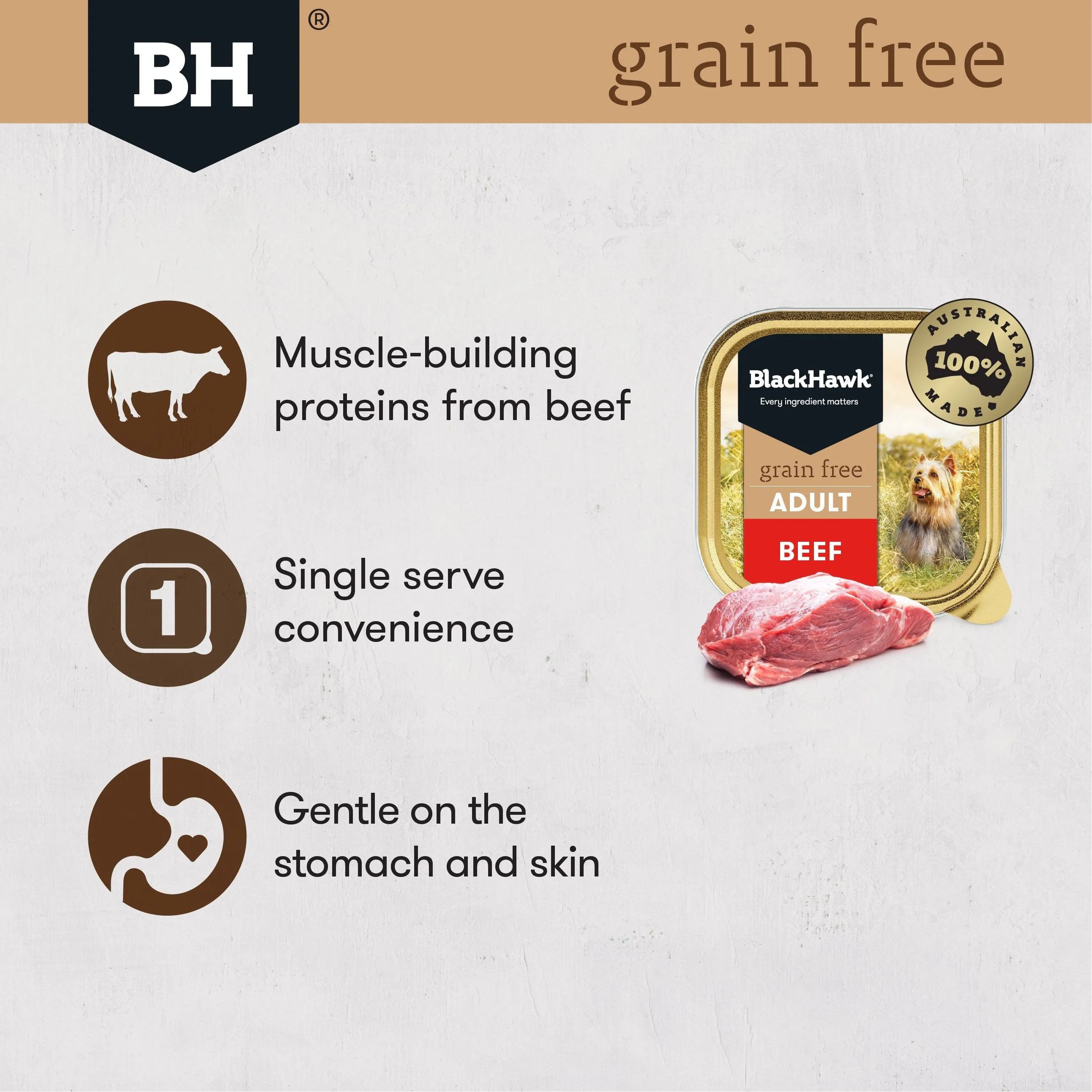 Black Hawk Grain Free Beef Wet Dog Food 100g x 9^^^