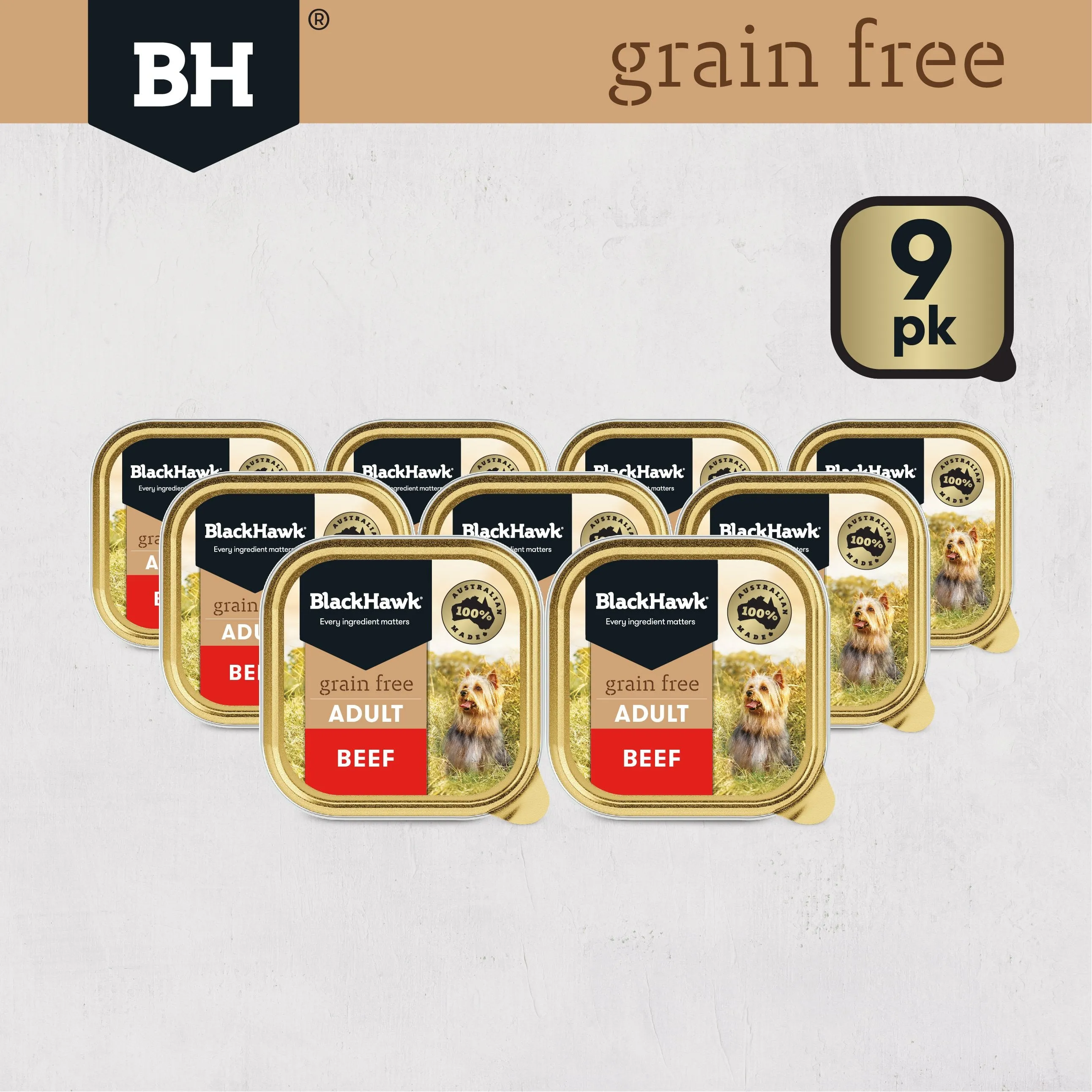 Black Hawk Grain Free Beef Wet Dog Food 100g x 9^^^