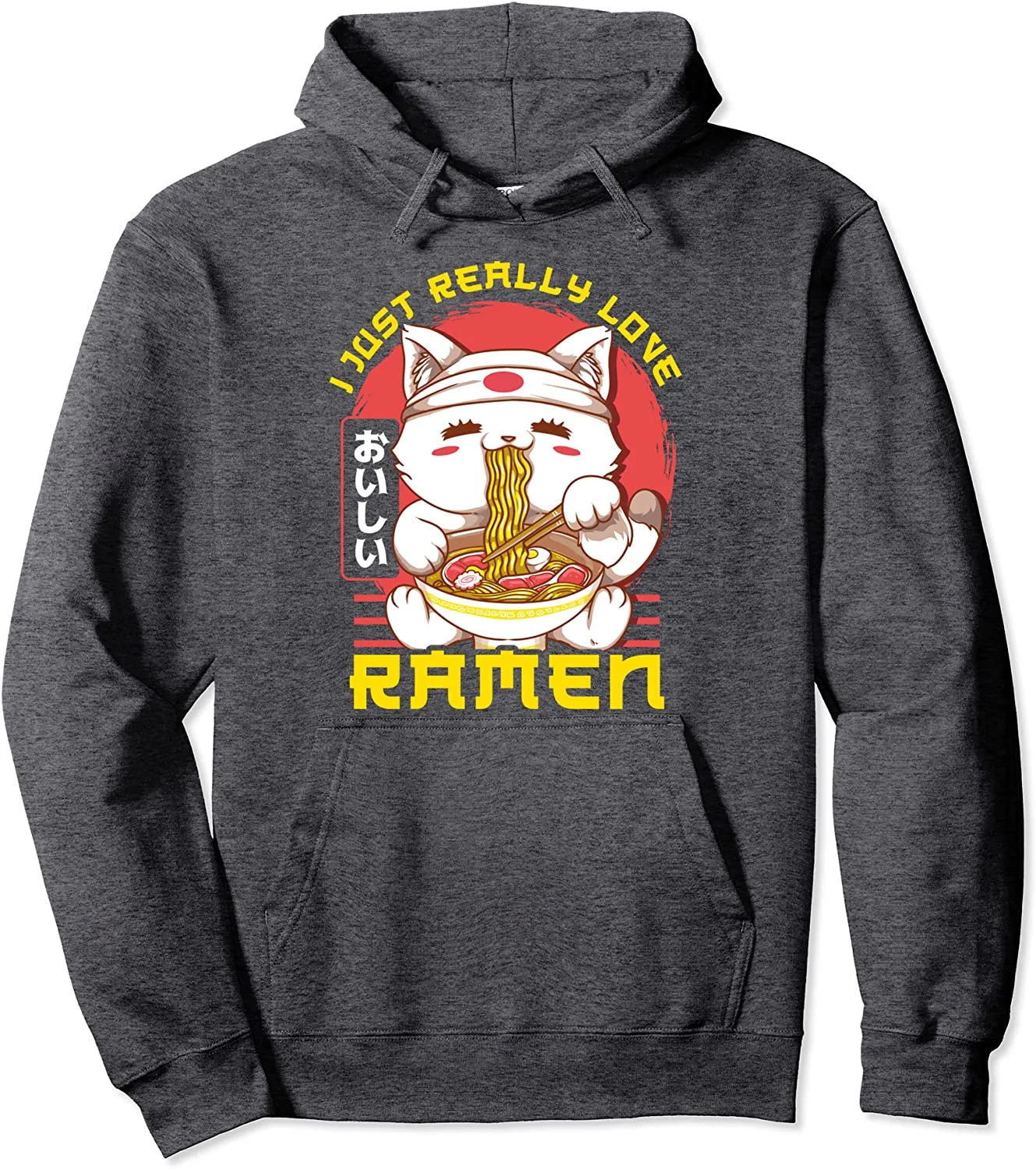 Cute & Funny I Just Really Love Ramen Anime Cat Pullover Hoodie