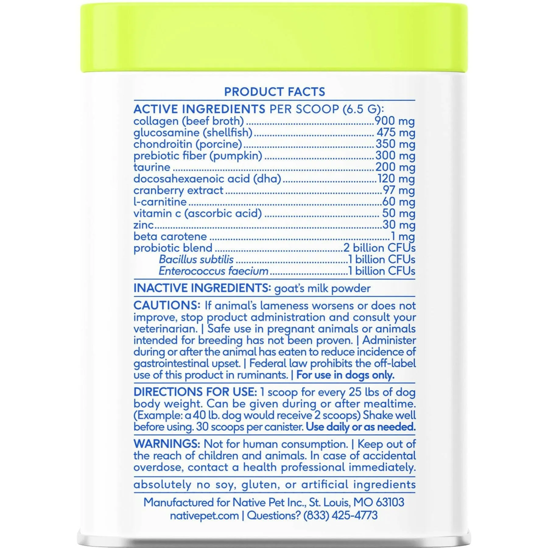 Native Pet The Daily Powder Supplement 11-in-1 Multivitamins for Dogs