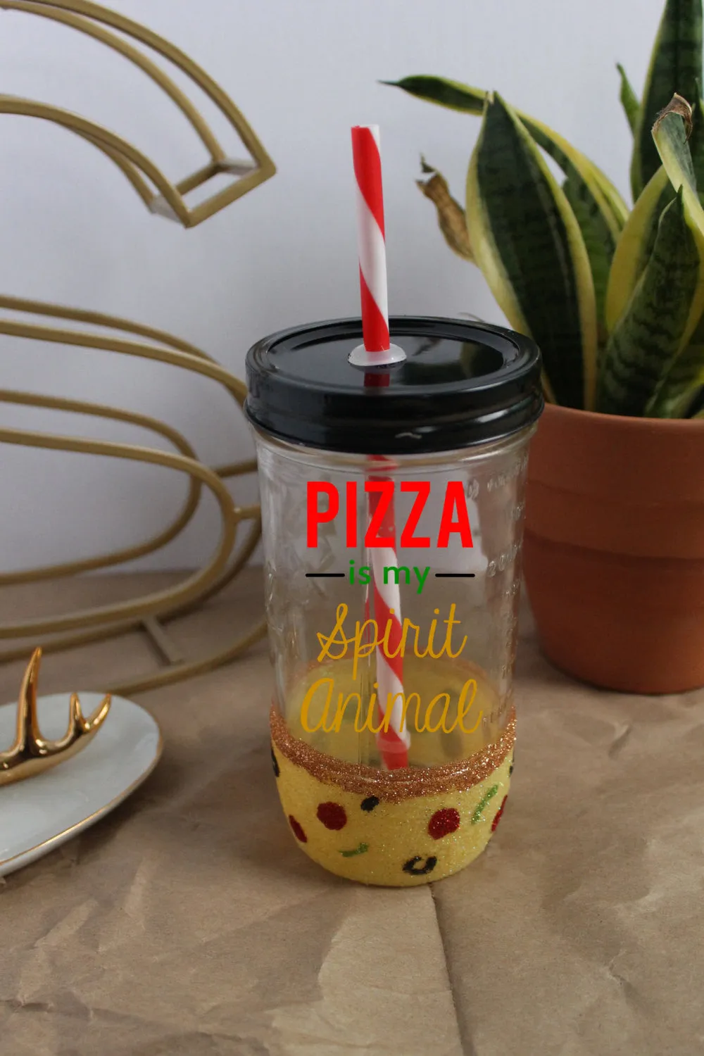 Pizza is My Spirit Animal Tumbler // Ball Jar  // Pizza // Pizza Tumbler // To Go Cup // Travel Cup // Mason Jar Tumbler // Glass Tumbler