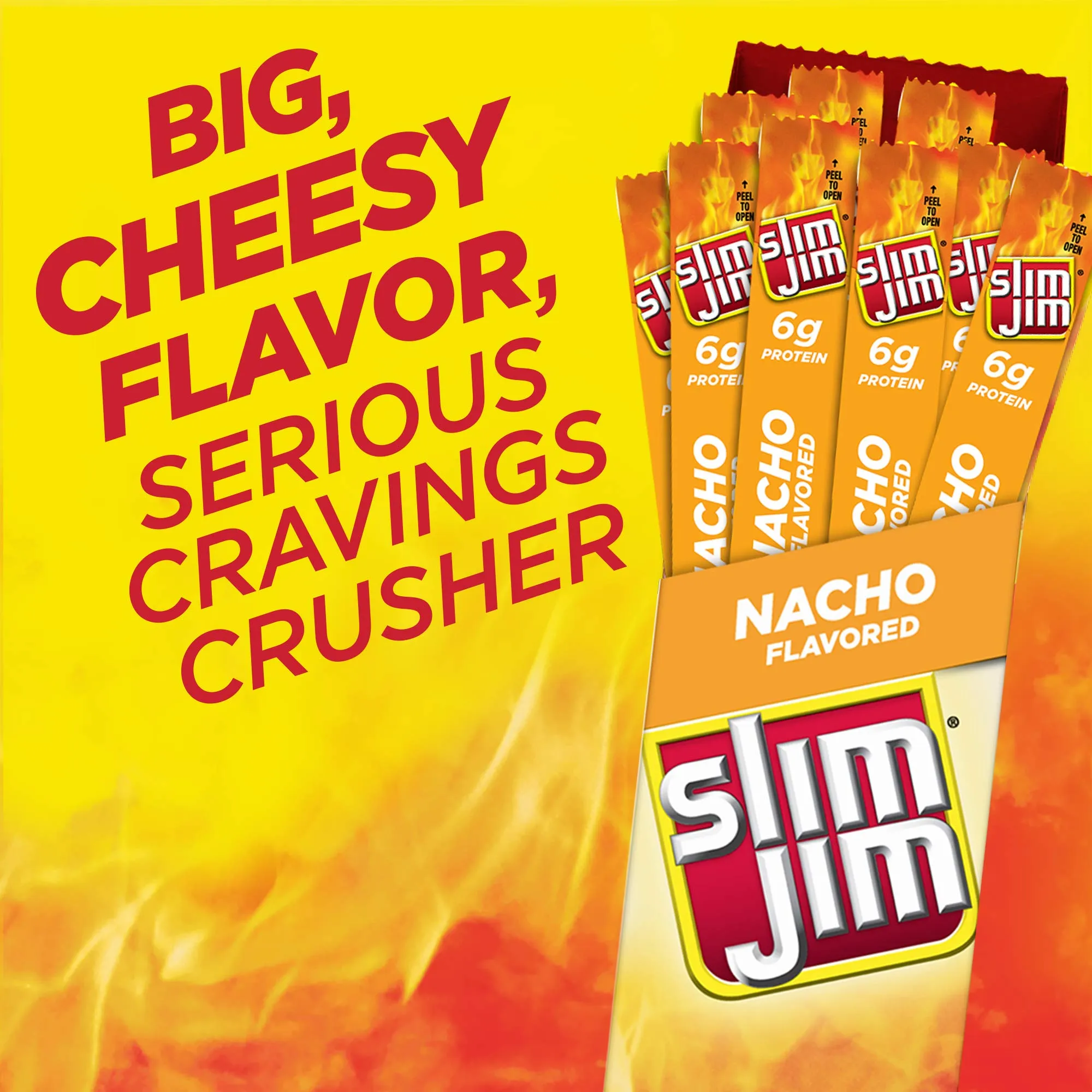Slim Jim Giant Smoked Meat Sticks, Nacho Flavor, 6g Protein Per Stick, 0.97 oz. (24 Count)