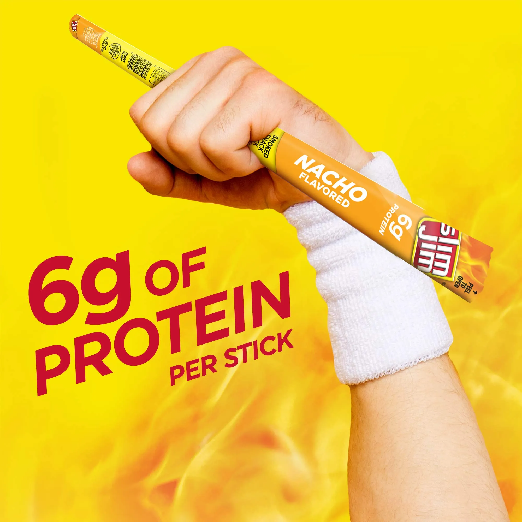 Slim Jim Giant Smoked Meat Sticks, Nacho Flavor, 6g Protein Per Stick, 0.97 oz. (24 Count)