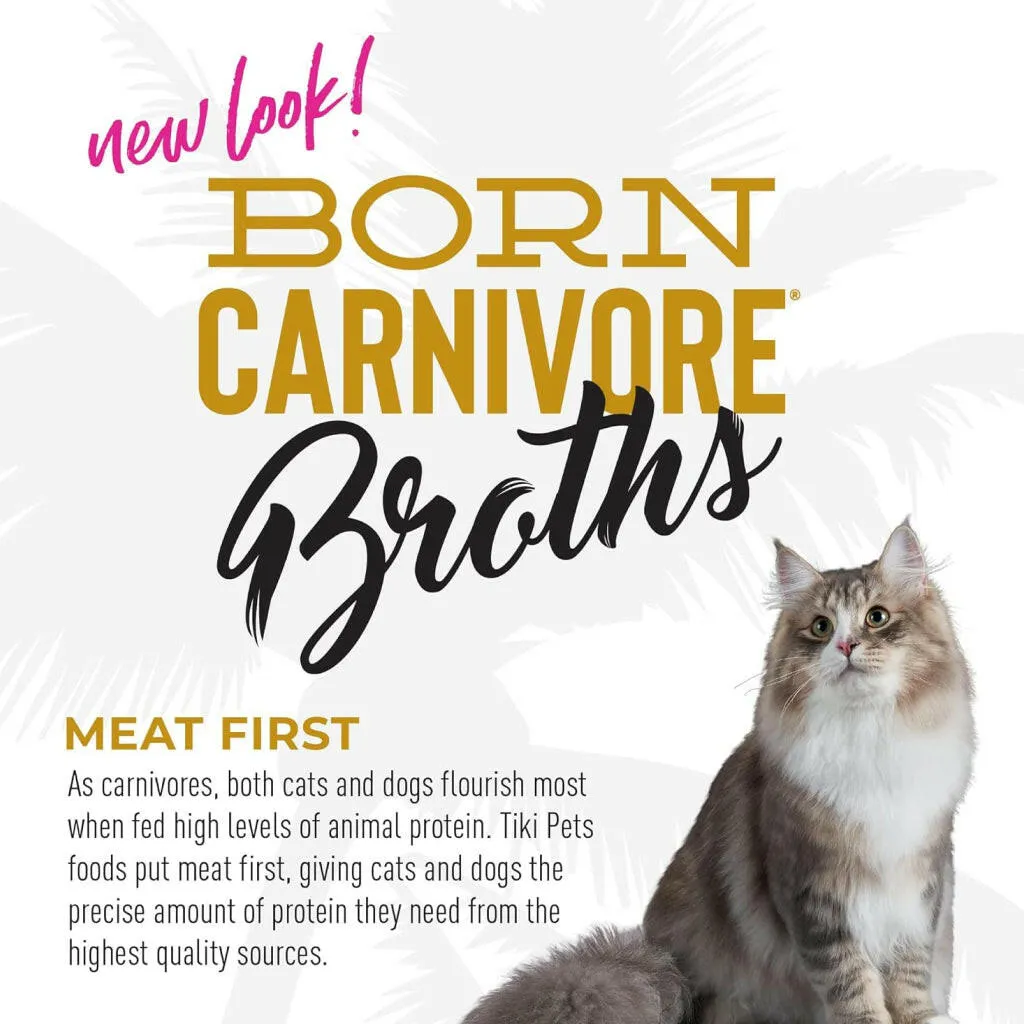 Tiki Cat Born Carnivore Broths in Broth with Meaty Bits Wet Food Topper For Cats Variety Pack (1.3 oz x 24 Pouch)