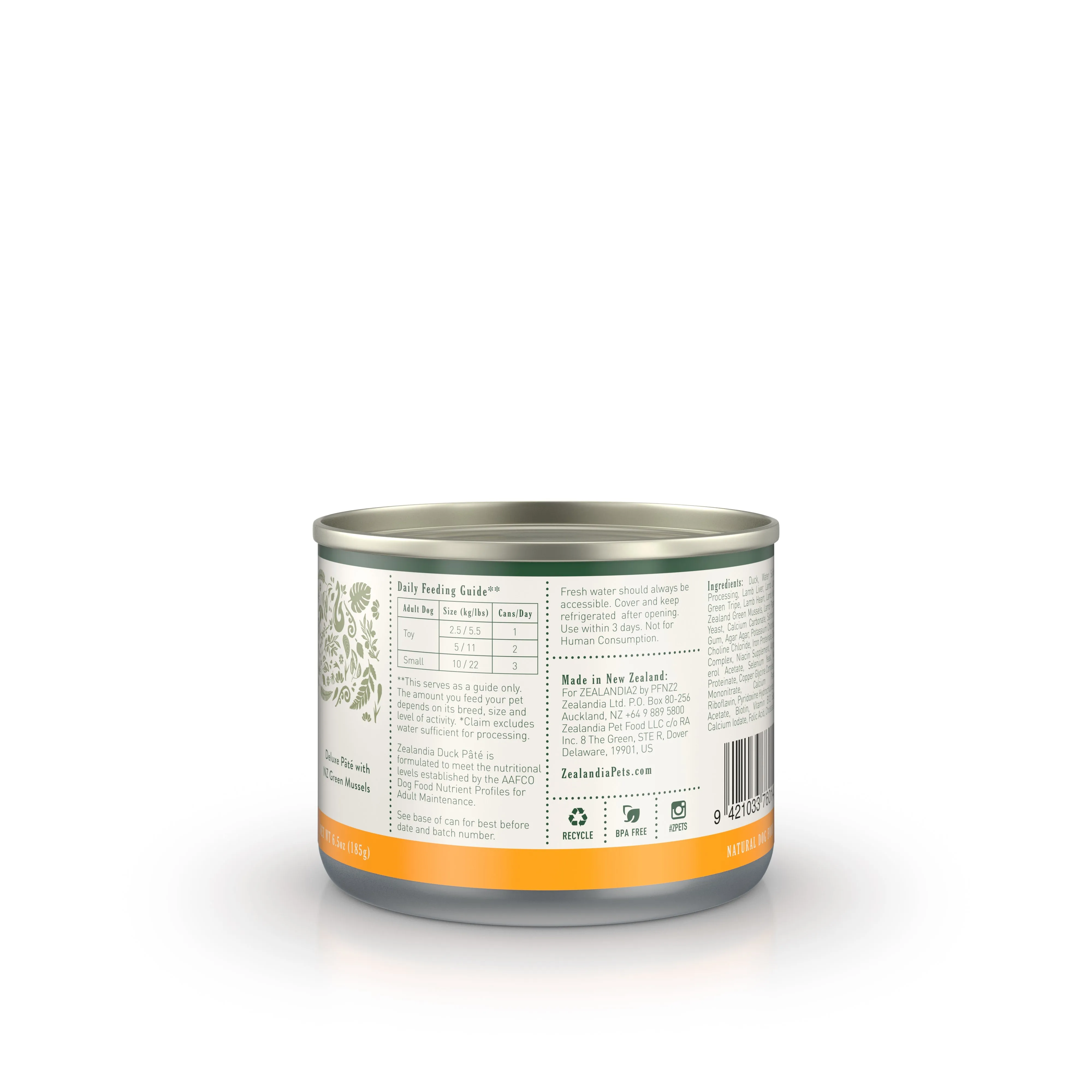 Zealandia Duck Pate Wet Dog Food 185g x 24***